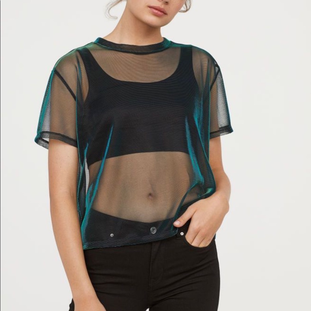 H&M color shift Mesh/ Sheer Boxy top